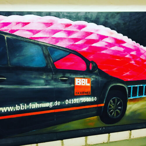 Gemälde BBL Banhnbau Fahrweg München Allianz Arena