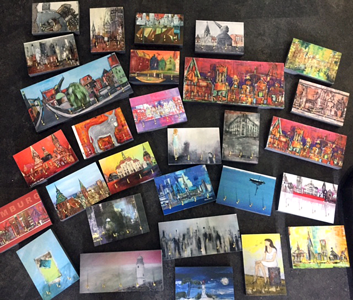 Schlüsselboards mit Gemälden von Karin Greife