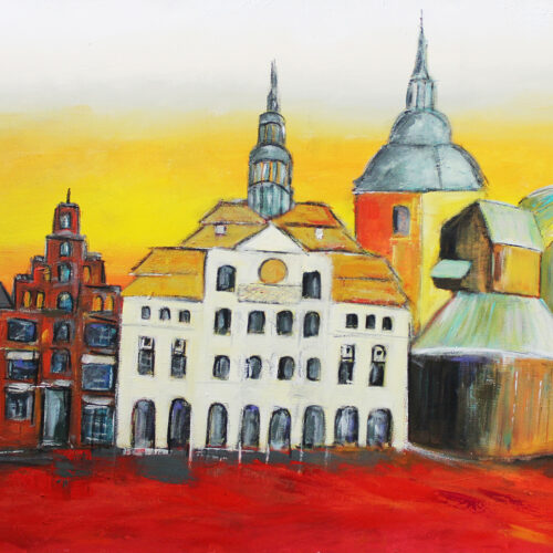 Gemälde Lüneburg am Abend