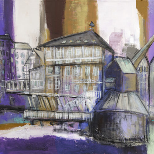 Gemälde Winterabend im Lüneburger Wasserviertel