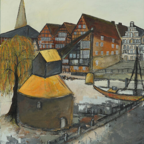 Gemälde Abendsonne im Lüneburger Wasserviertel