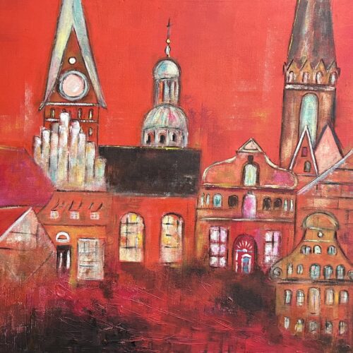 Gemälde Sonnenuntergang in Lüneburg