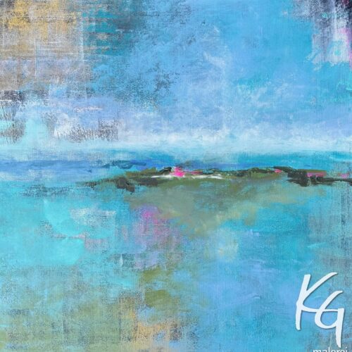 Gemälde "Calm" (2025) 50 x 50 cm • Insel im Morgennebel • Acryl auf Leinwand