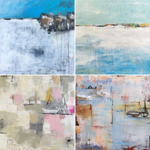 4 quadratische maritime Motive als Mini-Drucke & 4 Kunstpostkarten im Paket 3