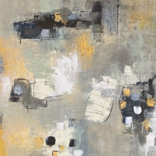 Abstrakte Impression in gedeckten Tönen mit Goldeffekten