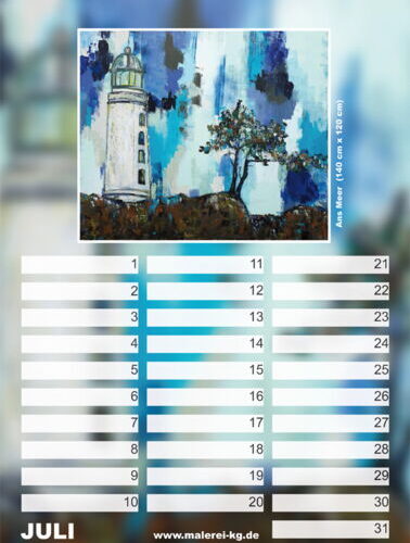 Geburtstagskalender immerwährend mit 12 Motiven von Karin Greife Seite Juli
