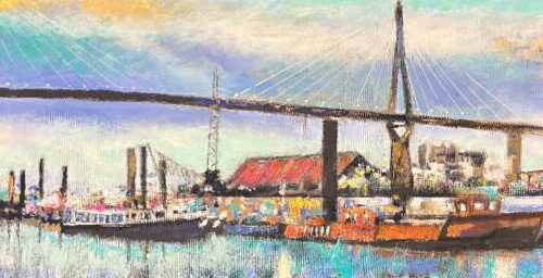 Gemälde Köhlbrandbrücke Hamburg von Karin Greife