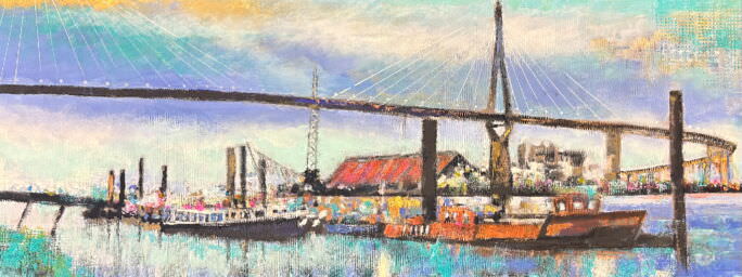 Gemälde Köhlbrandbrücke Hamburg von Karin Greife