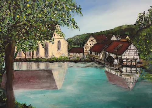 Kunstdruck Das Bild zeigt den Ort Blaubeuren in Baden Württemberg