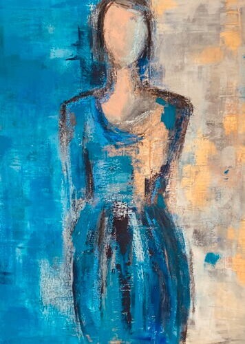 Frau in blauem Kleid - abstrahierte Impression