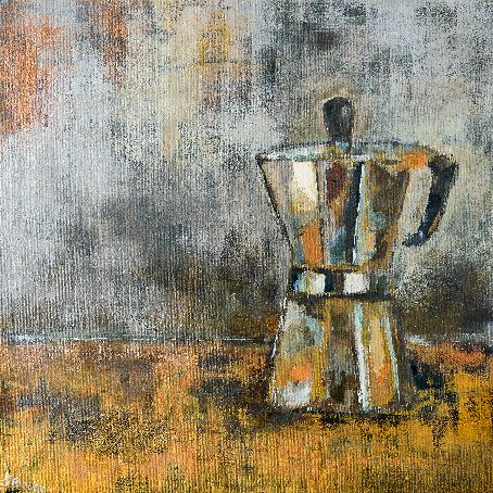 Gemälde Espresso Pause Acryl-Öl-Mischtechnik