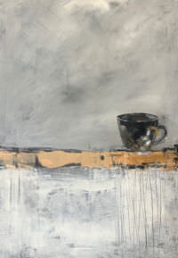 Kurze Kaffeepause entstand Ende 2024 auf 70 x 100 cm und 4 cm tiefer Leinwand in Acryltechnik