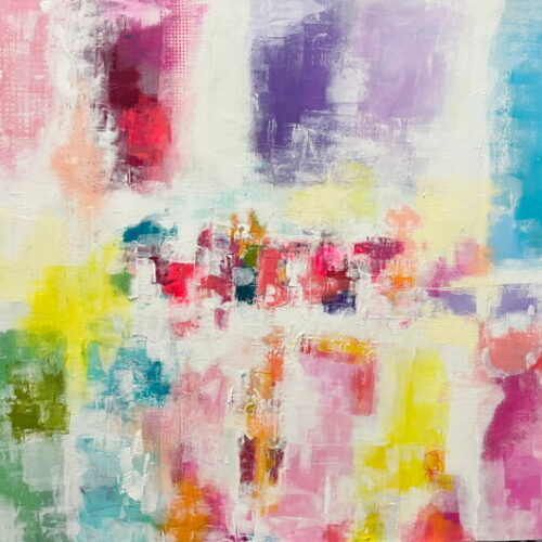 Abstrakte Impression in fröhlichen Faerben. Als Kunstdruck ausdrucksstark in den Farben