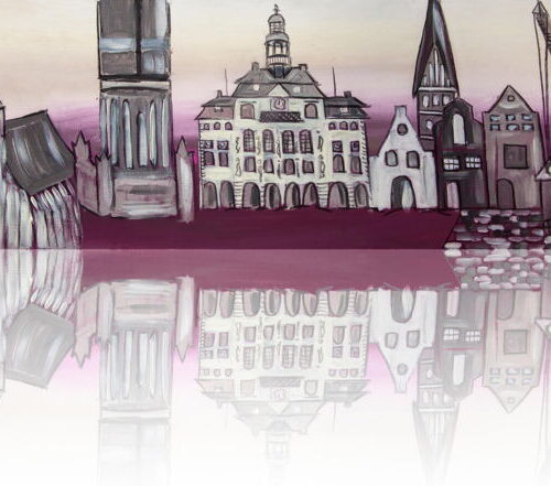 Kunstdruck Loveboard Lüneburg brombeer gespiegelt von Karin Greife