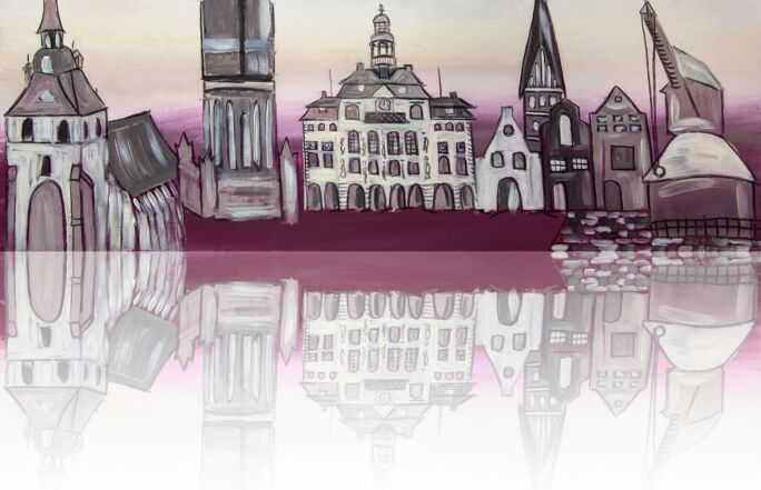 Kunstdruck Loveboard Lüneburg brombeer gespiegelt von Karin Greife