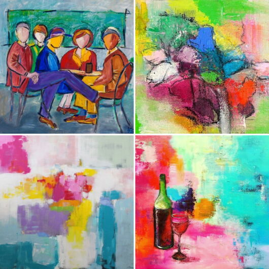 4 quadratische Motive als Mini-Drucke & 4 Kunstpostkarten im Paket 11