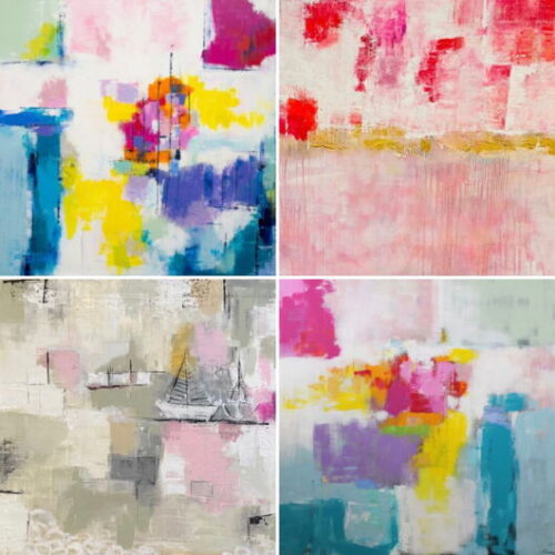 4 quadratische Motive als Mini-Drucke & 4 Kunstpostkarten im Paket 13