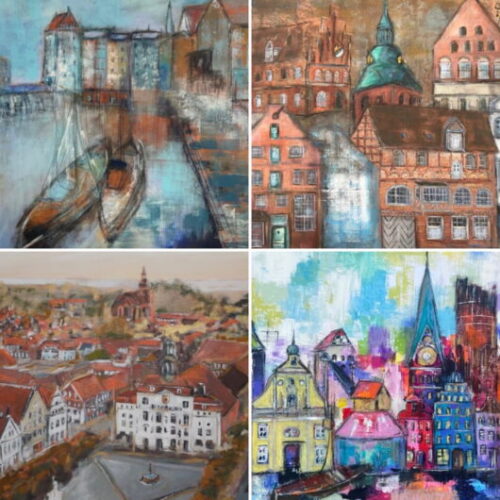 4 quadratische Lüneburg-Motive als Mini-Drucke & 4 Kunstpostkarten im Paket 2