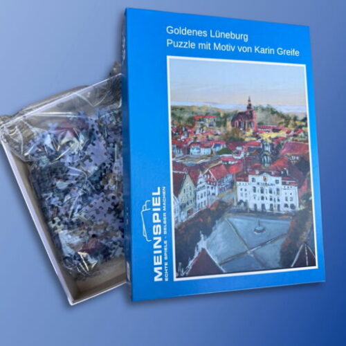 Puzzle mit 500 Teilen - Motiv "Goldenes Lüneburg" von Karin Greife