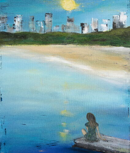 Kunstdruck Stadt und Meer