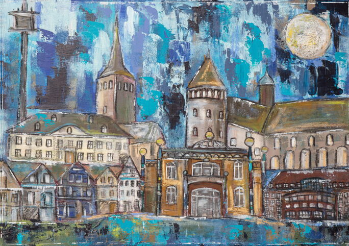 Kunstdruck Stadt Uelzen von Karin Greife