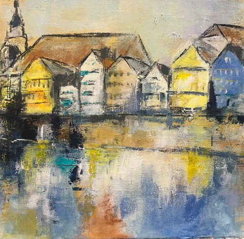 Gemälde Tübingen Neckarfront