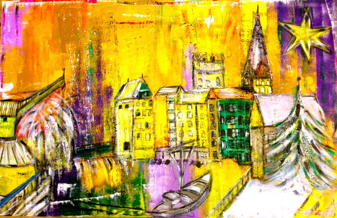 Kunstdruck Weihnachten am Stintmarkt