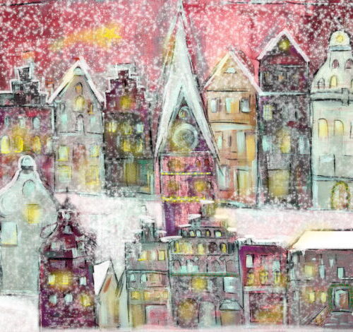 Kunstdruck Weihnachtslichter in Lüneburg Am Sande Teil 1