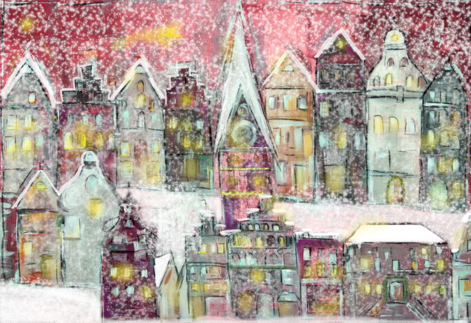 Kunstdruck Weihnachtslichter in Lüneburg Am Sande Teil 1